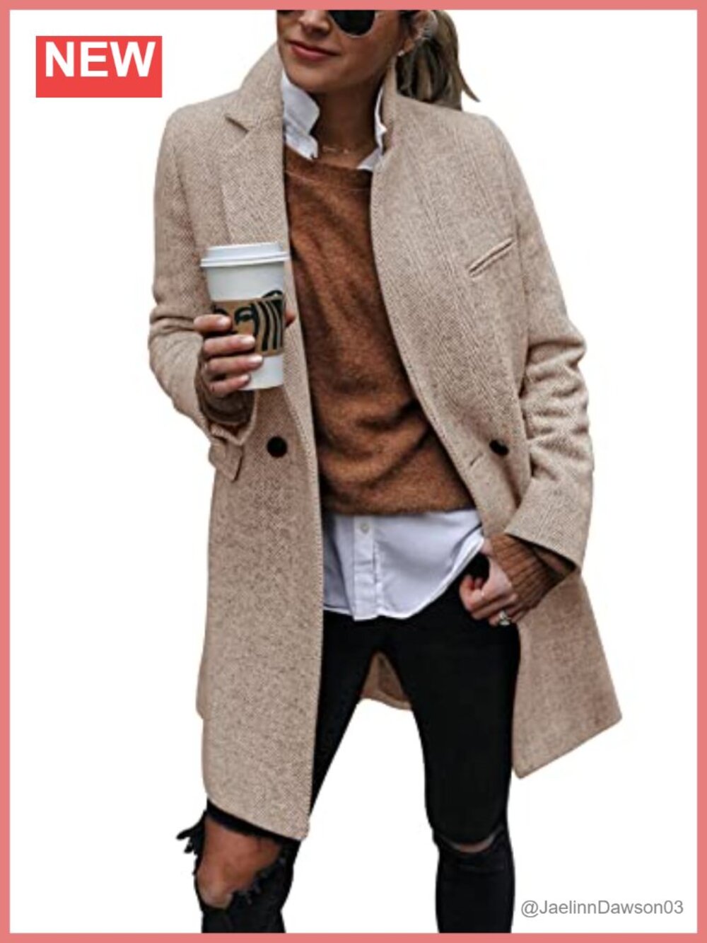 Women's Notch Lapel Double Breasted Trench Coat Peacoat Long Blazer Jacket